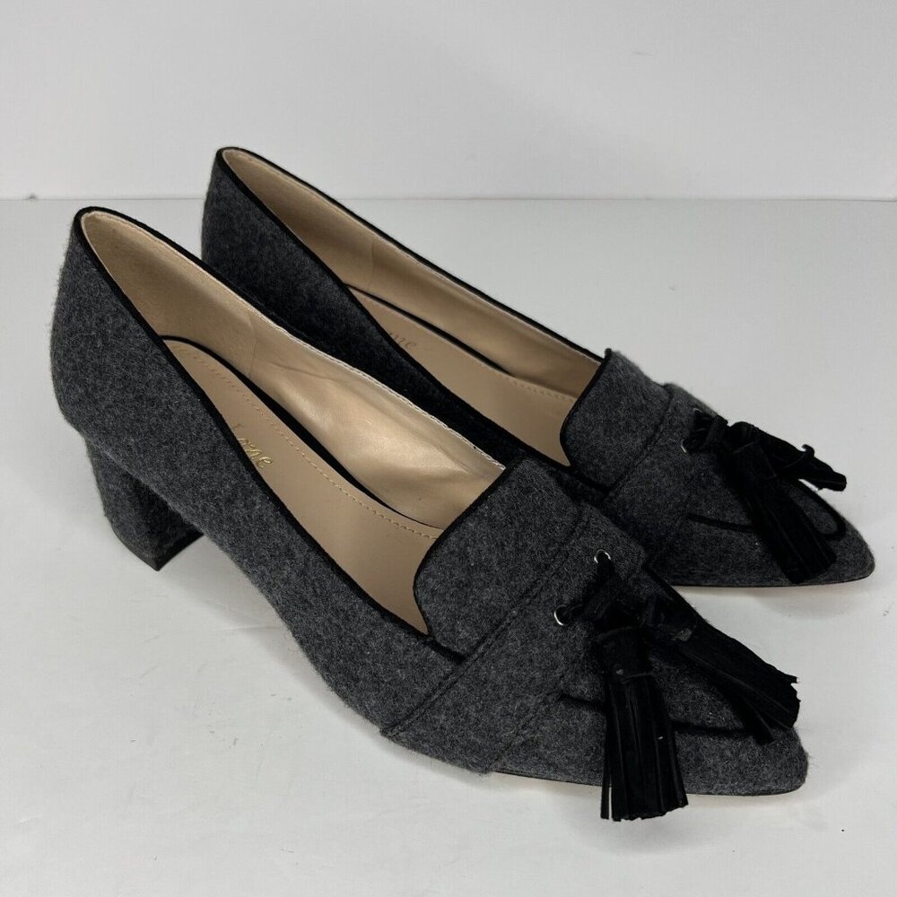 Essex Lane Daya Loafer Pointy Toe Gray Flannel With Black Tassels Womens Size 6 - Picture 2 of 9